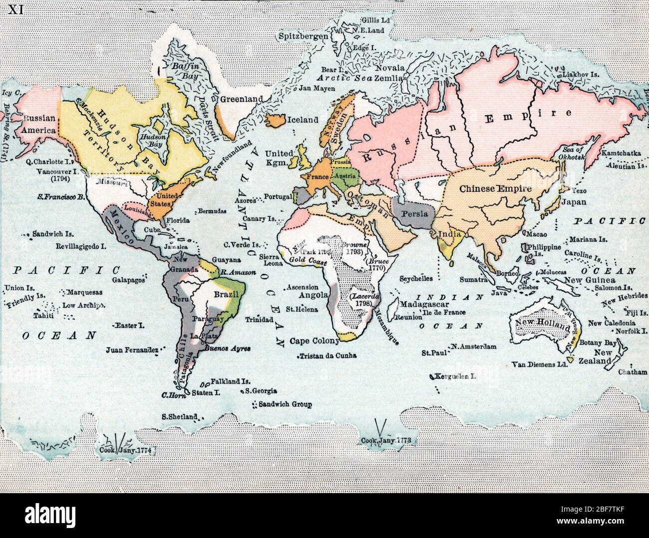 Map Of The World In 1800