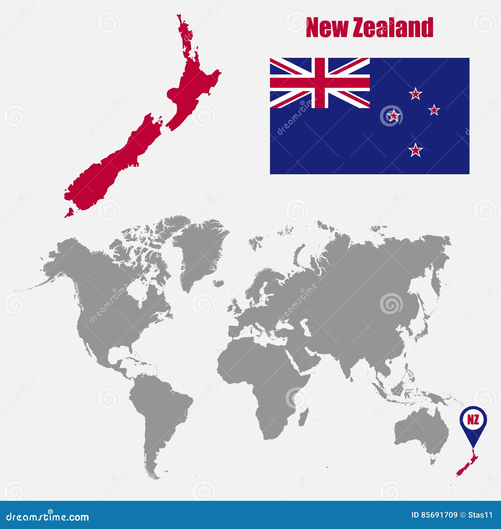 Map Of The World New Zealand