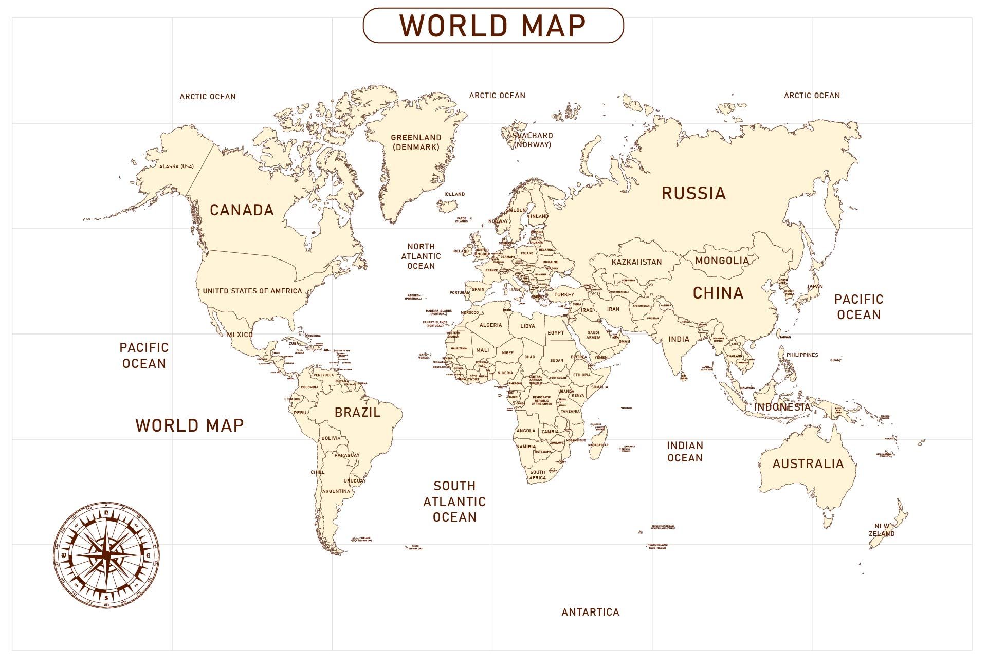 Map Of The World Printable Pdf