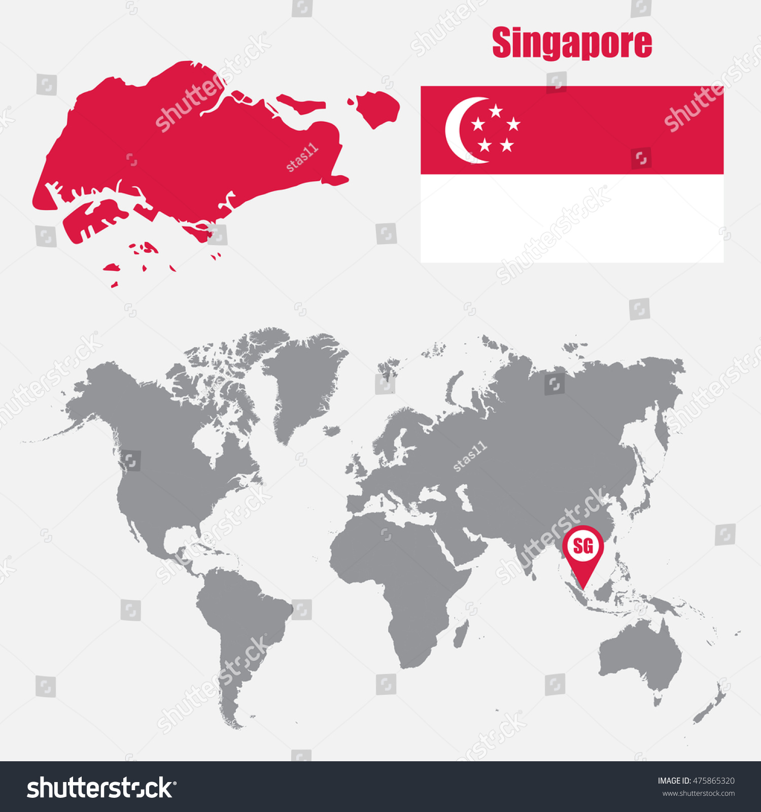 Map Of The World Showing Singapore