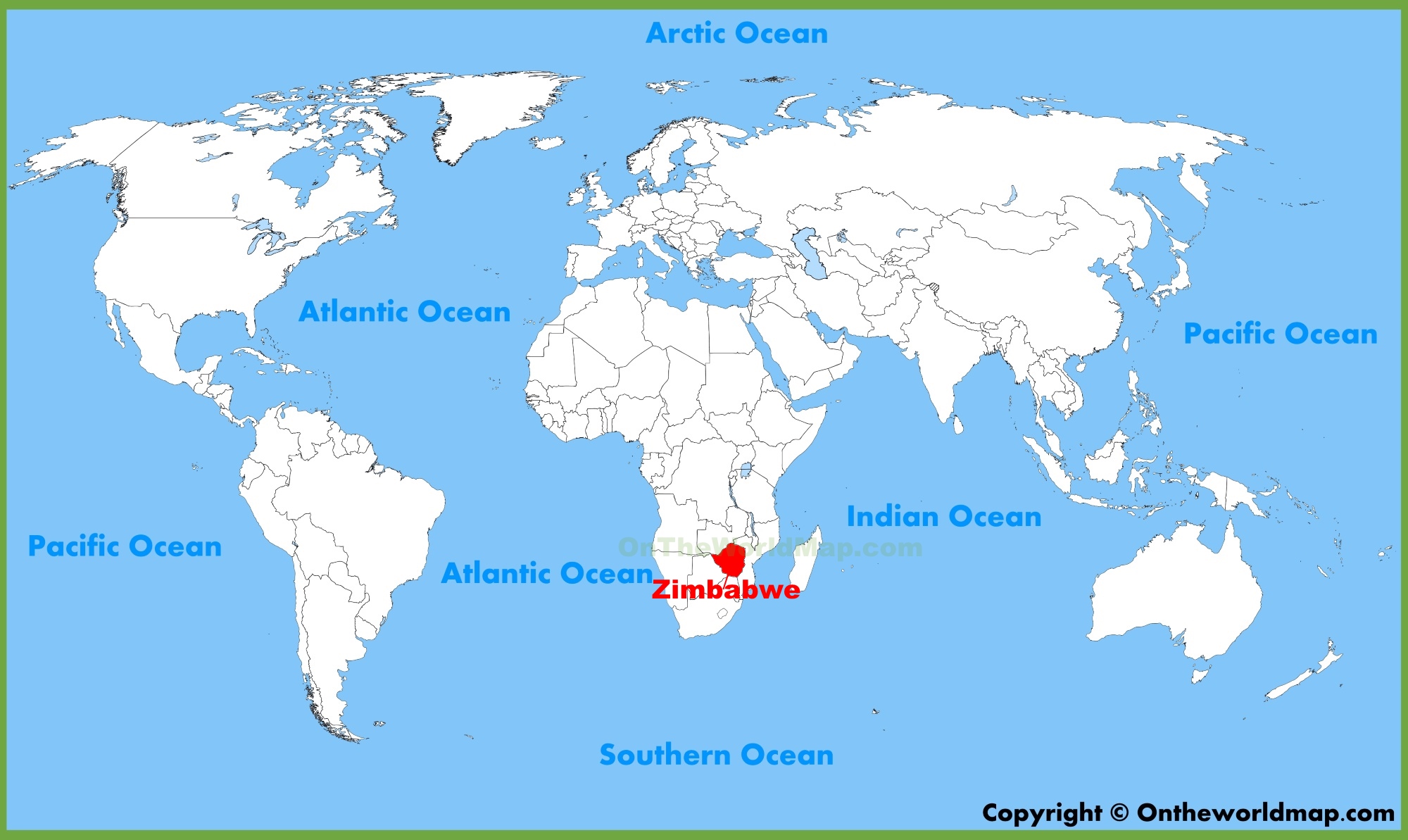 Map Of The World Zimbabwe