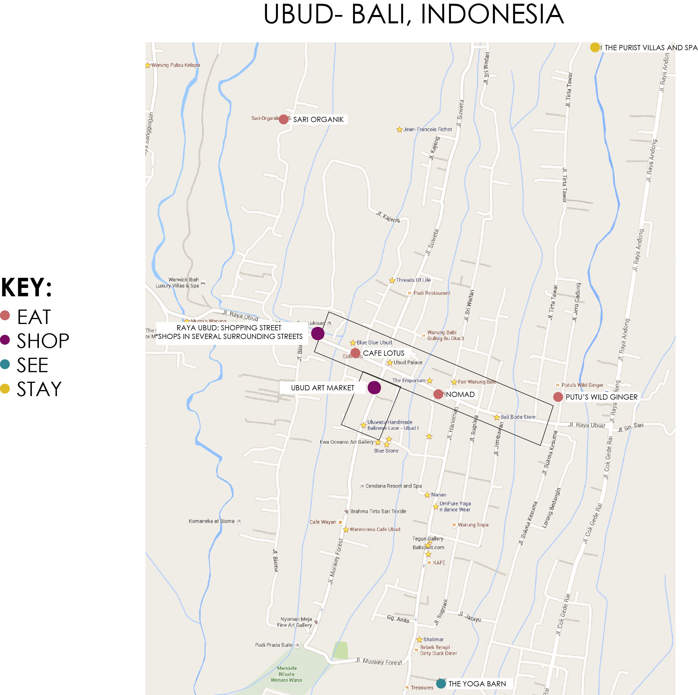 Map Of Ubud Bali Indonesia