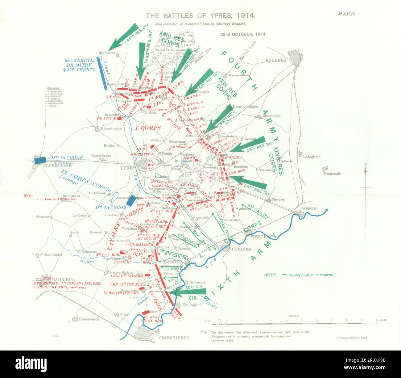 Map Of Ypres Belgium During Ww1
