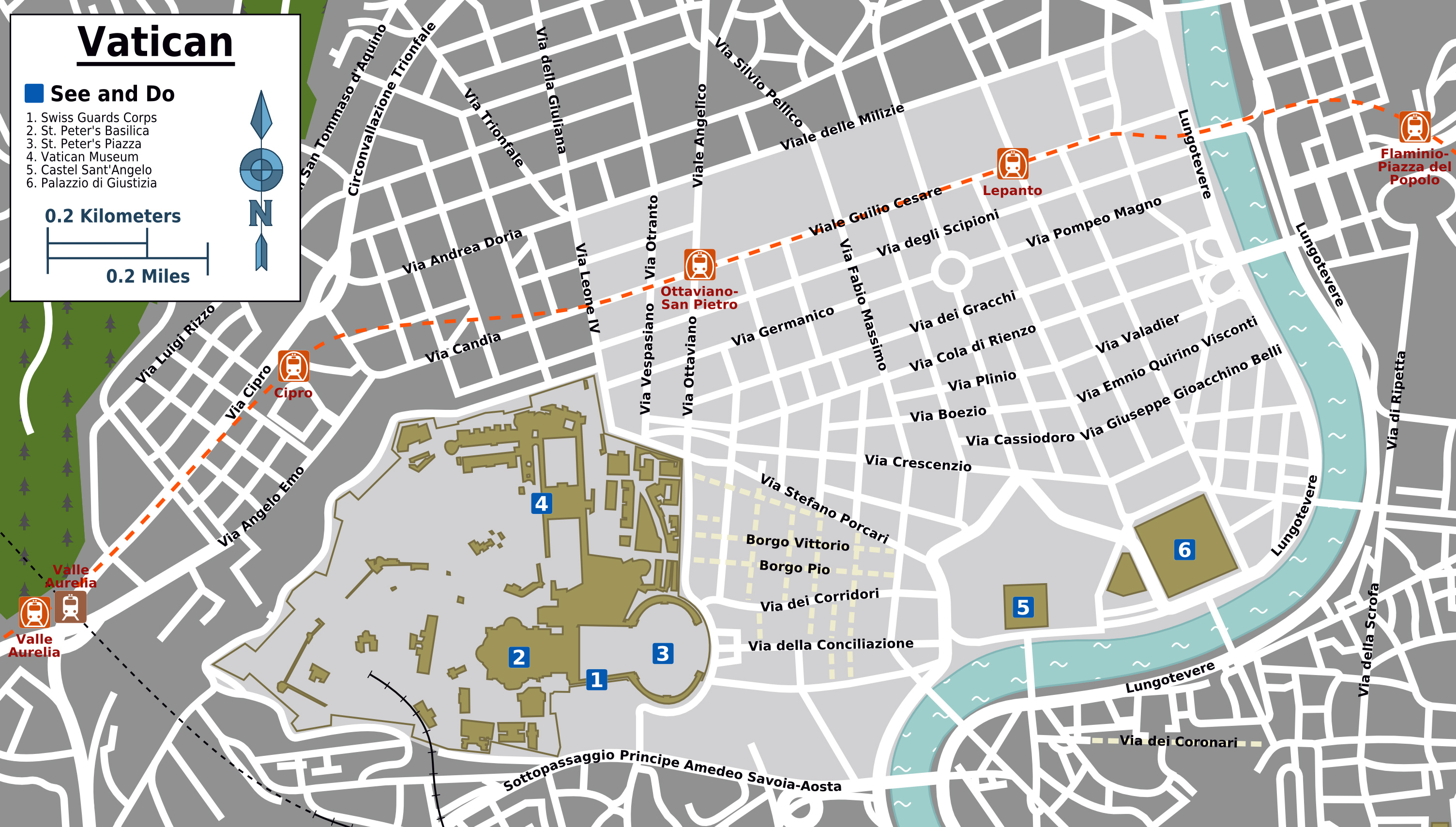 Map Rome And Vatican City