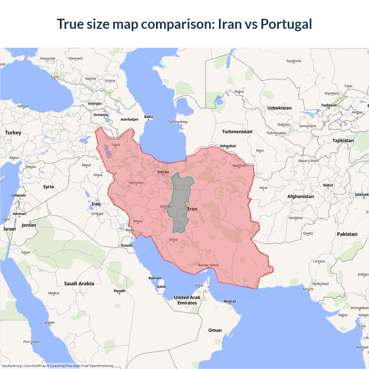 Map Showing Bahrain And Iran