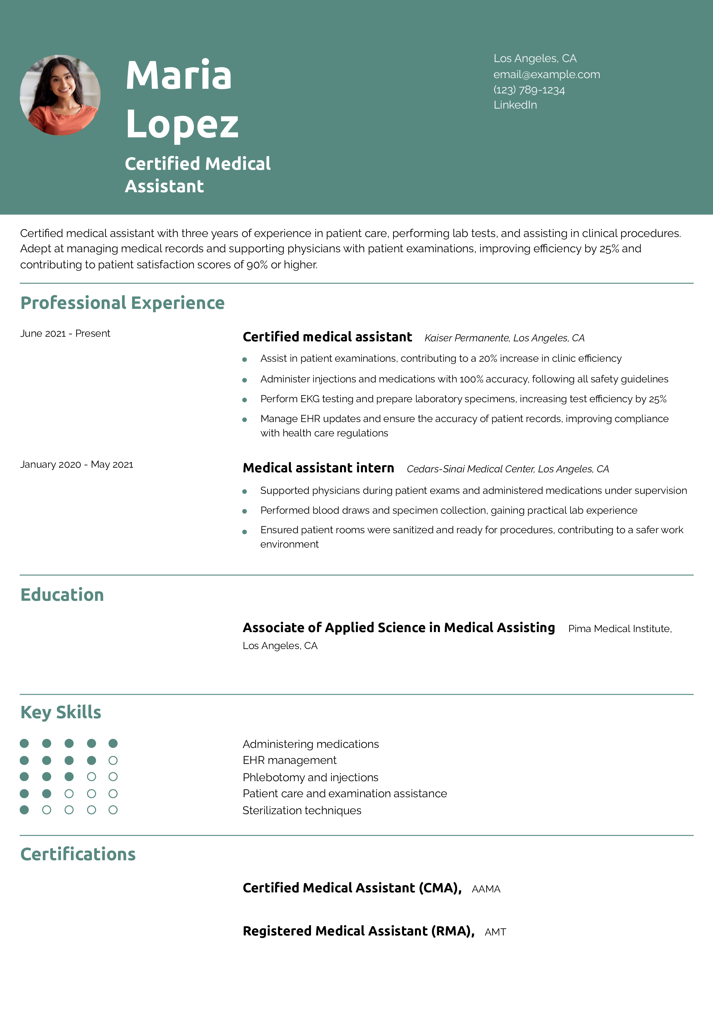 Medical Assistant Resume Examples