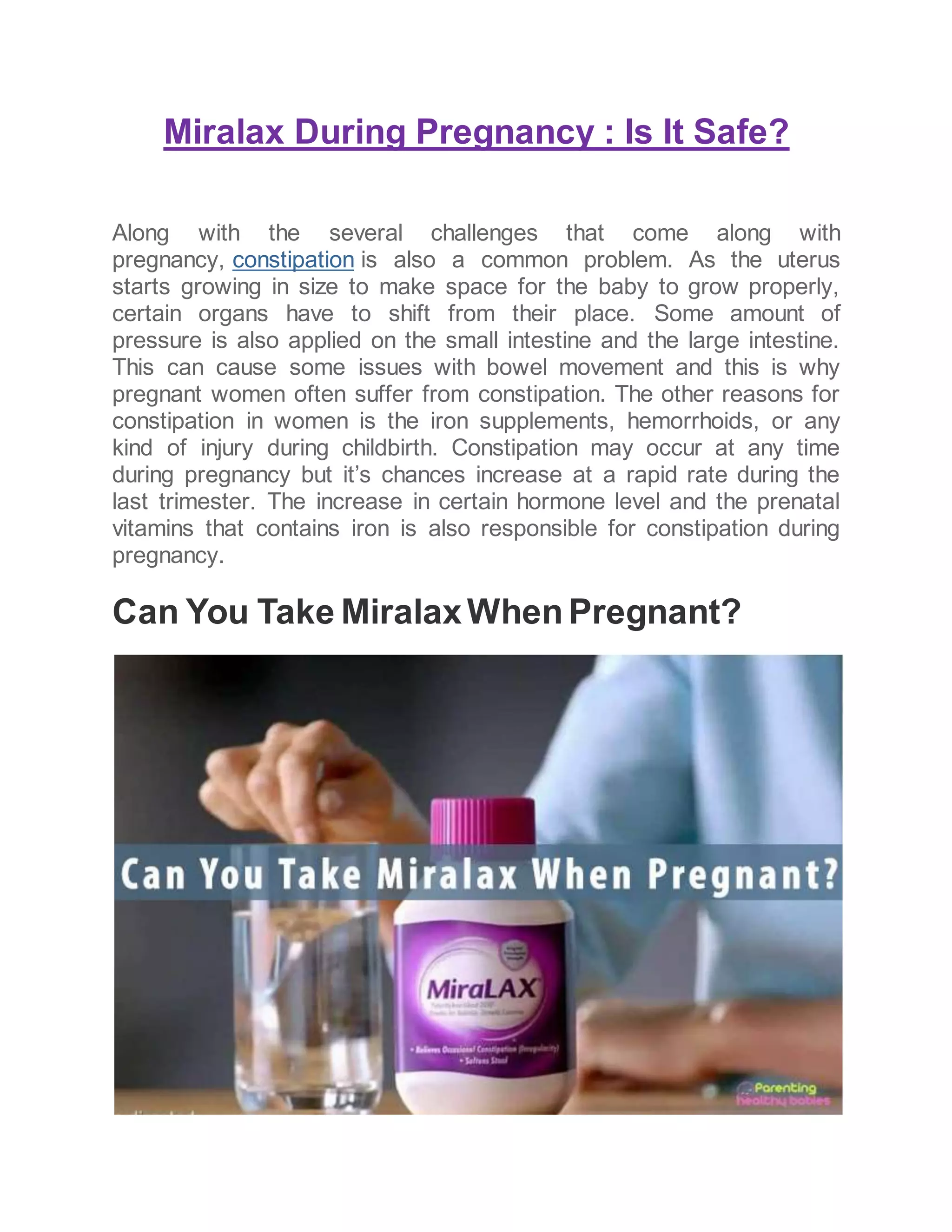 Miralax For Pregnancy