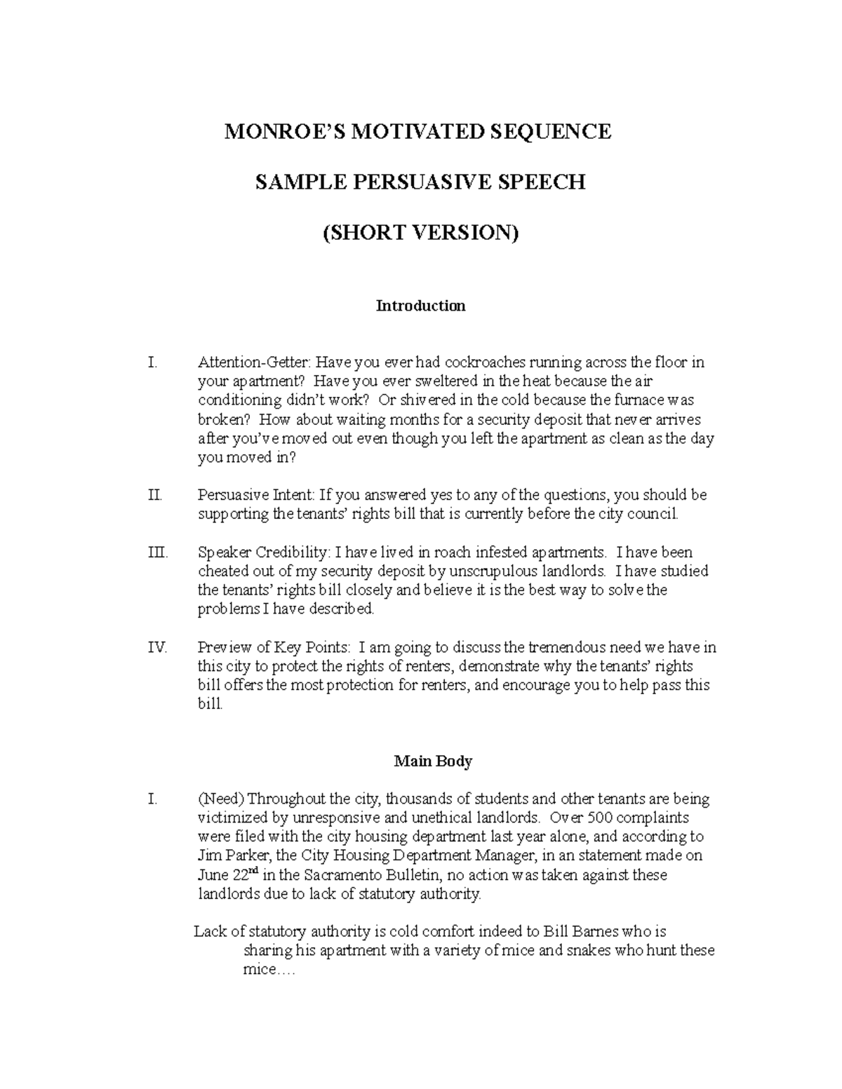 Monroes Motivated Sequence