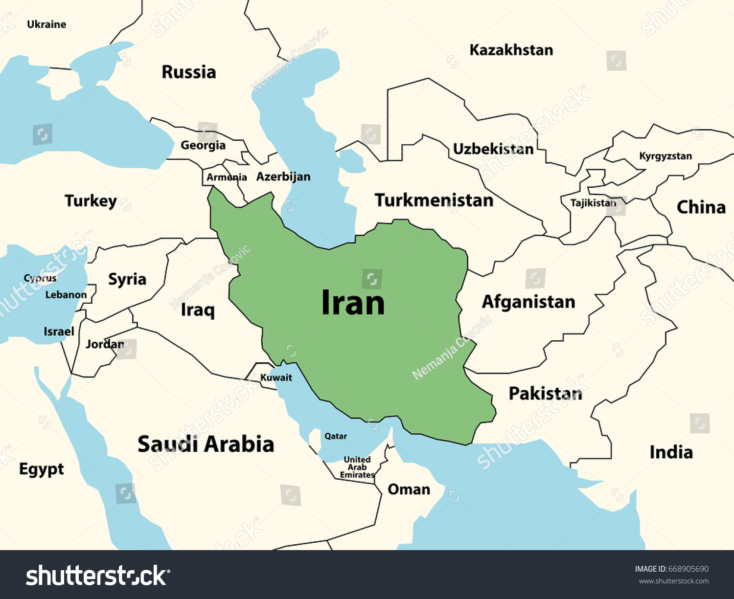 Neighbors Of Iran Map