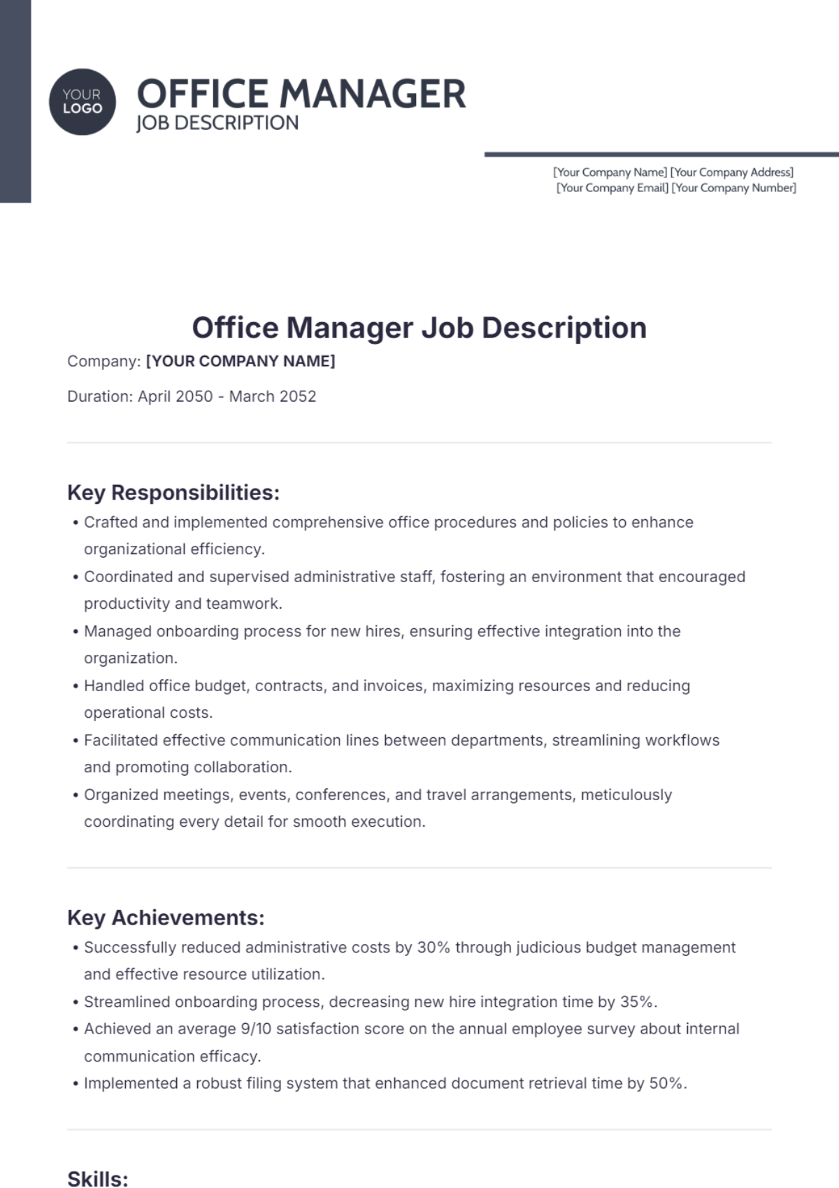 Office Manager Job Profile