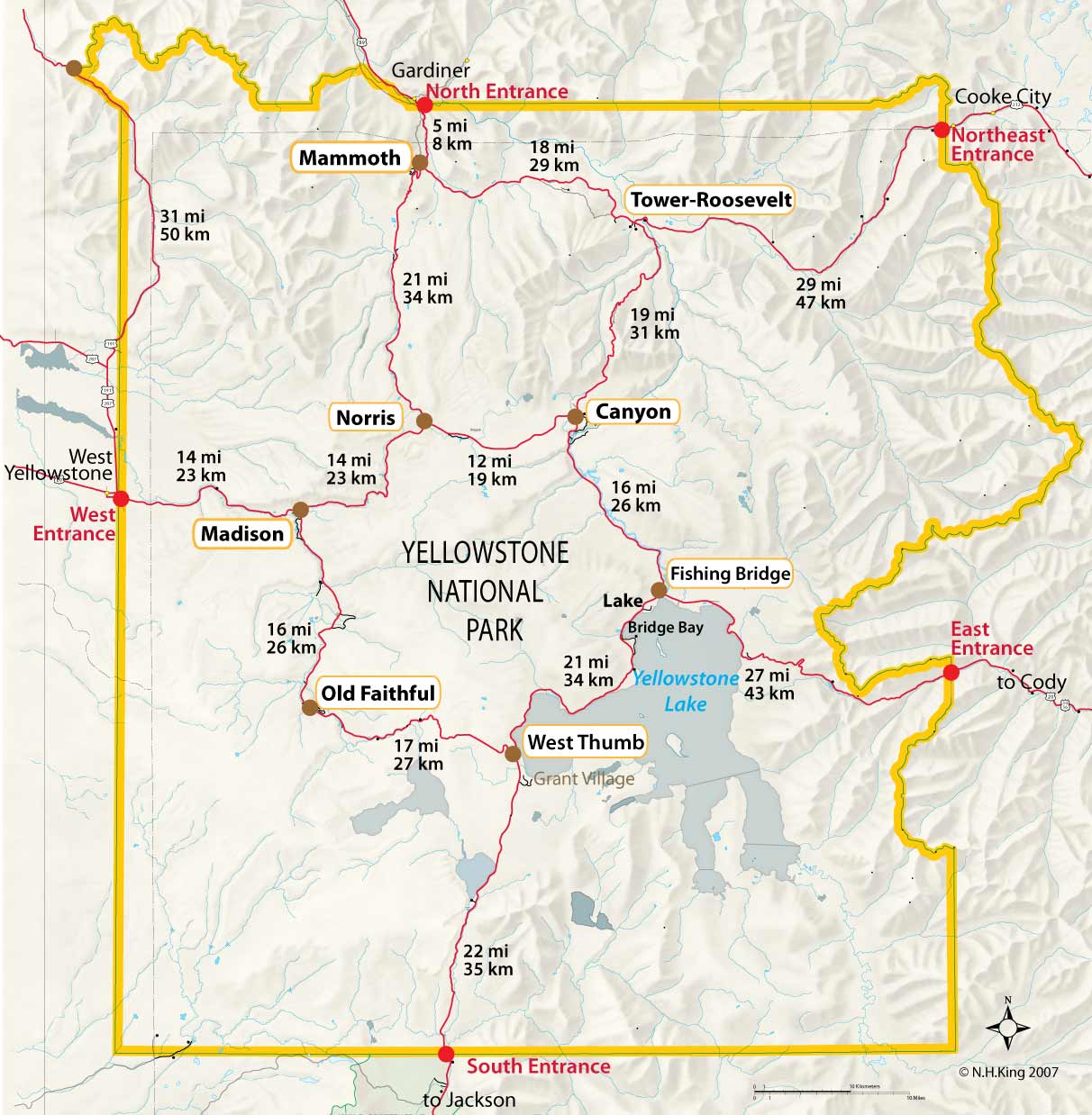 Outline Of Yellowstone National Park