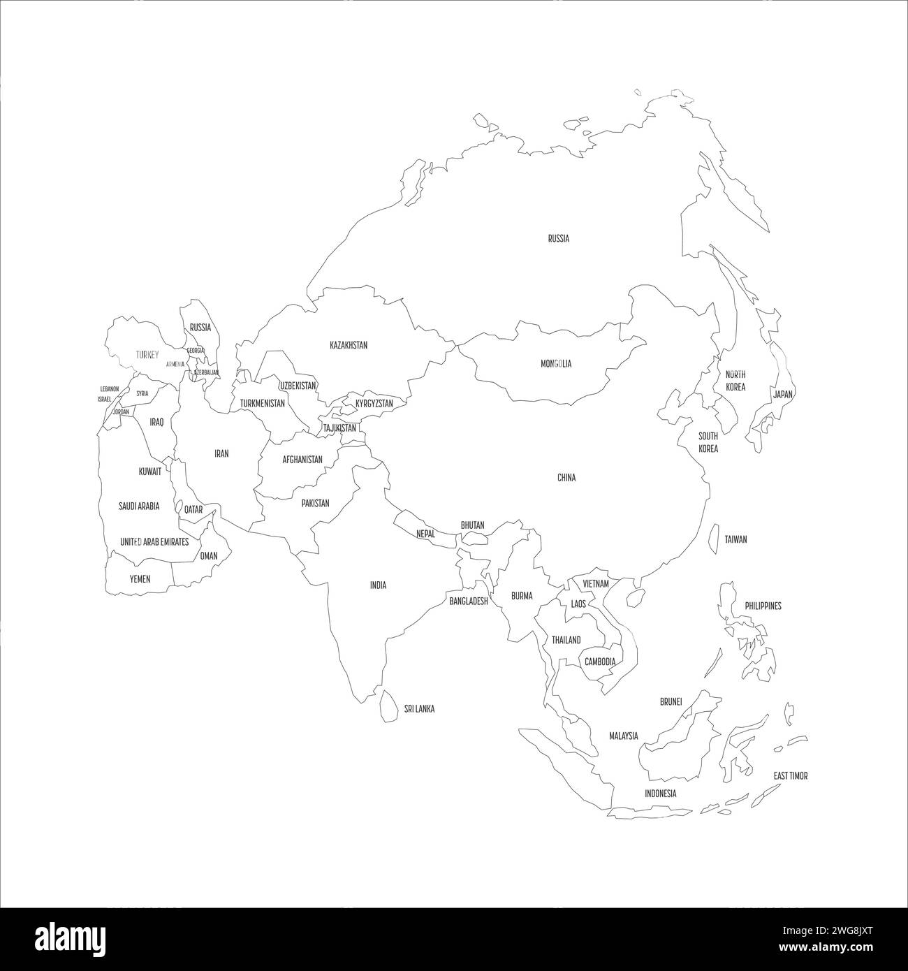 Outline Political Map Of Asia With Countries