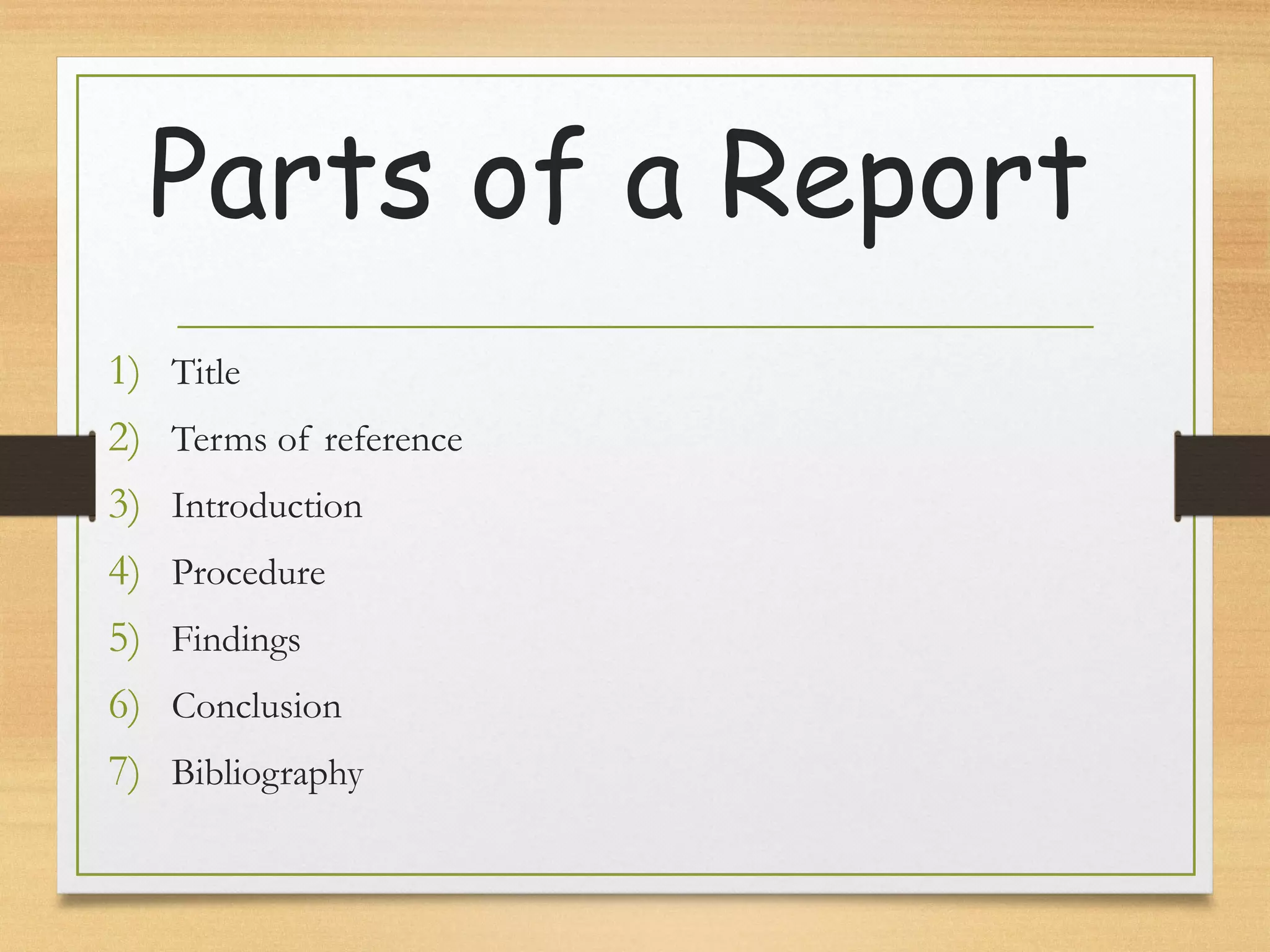 Parts Of A Reprt