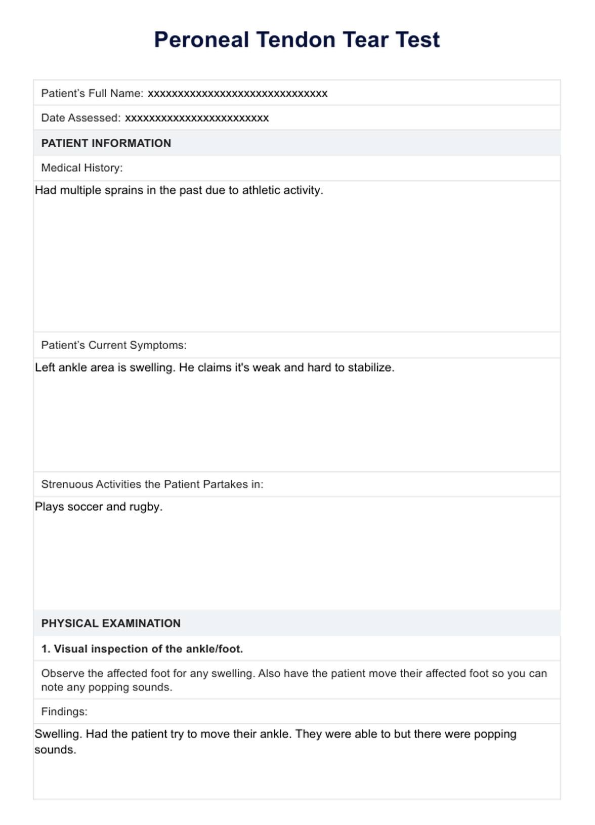 Peroneal Tendon Tear Test