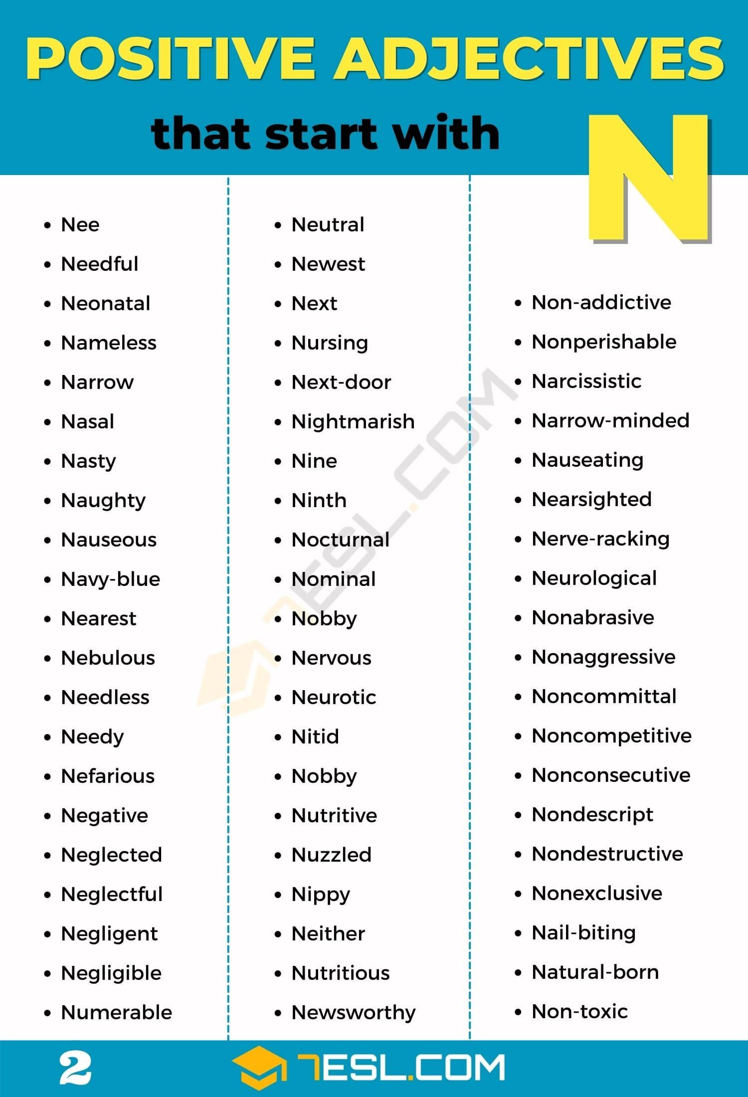 Positive Words That Start With Letter N