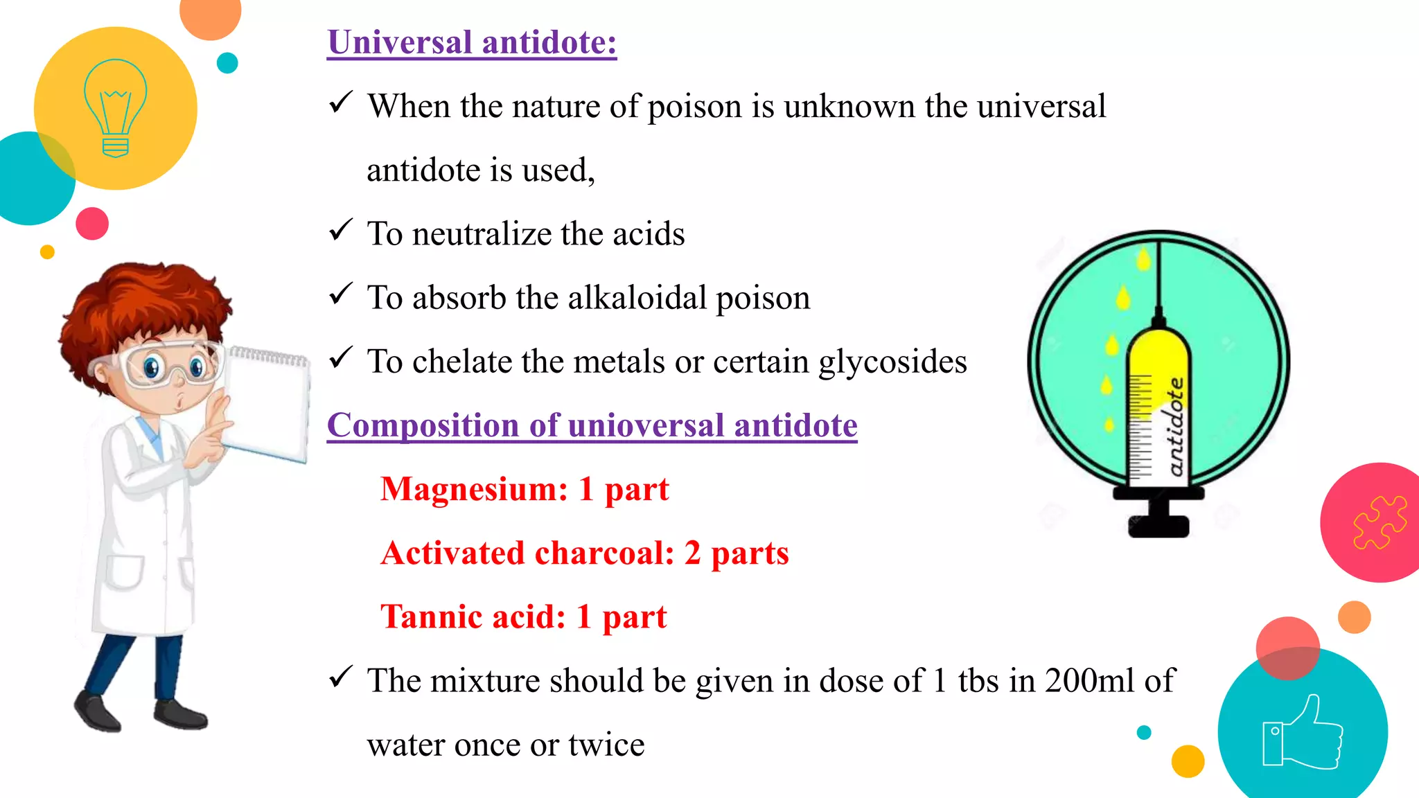 Ratio Of Universal Antidote