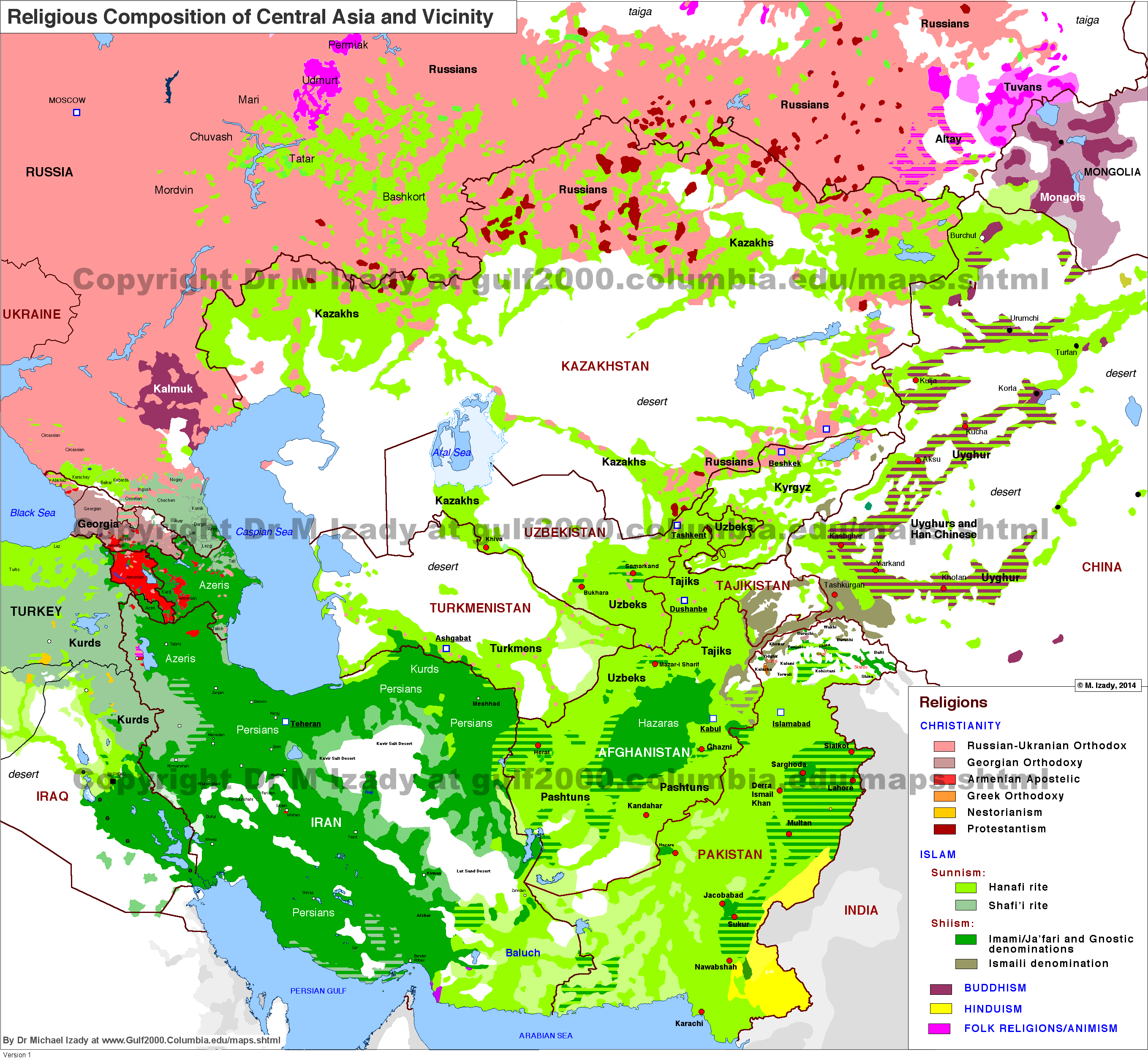 Religion Map Of Central Asia
