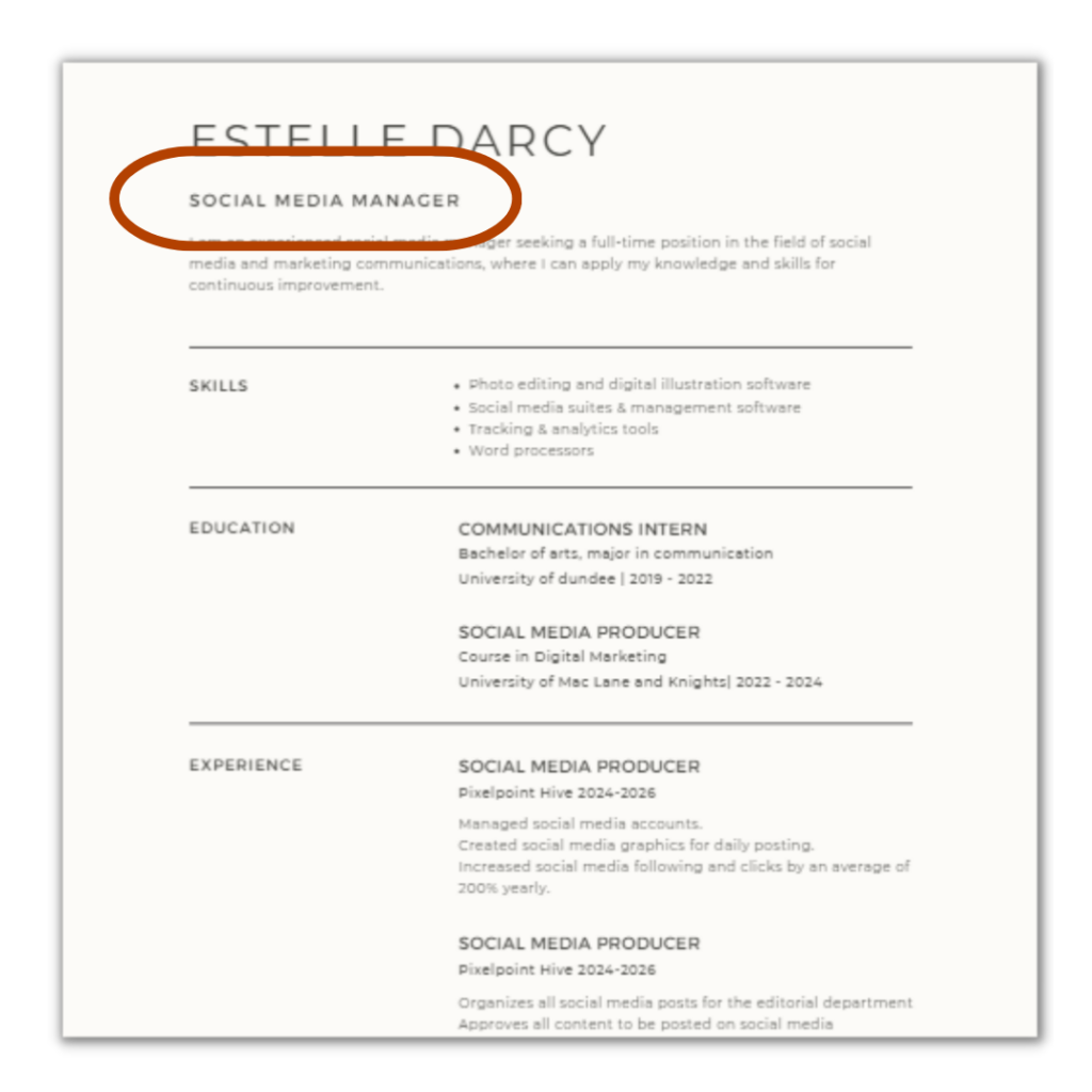 Resume Headline Examples