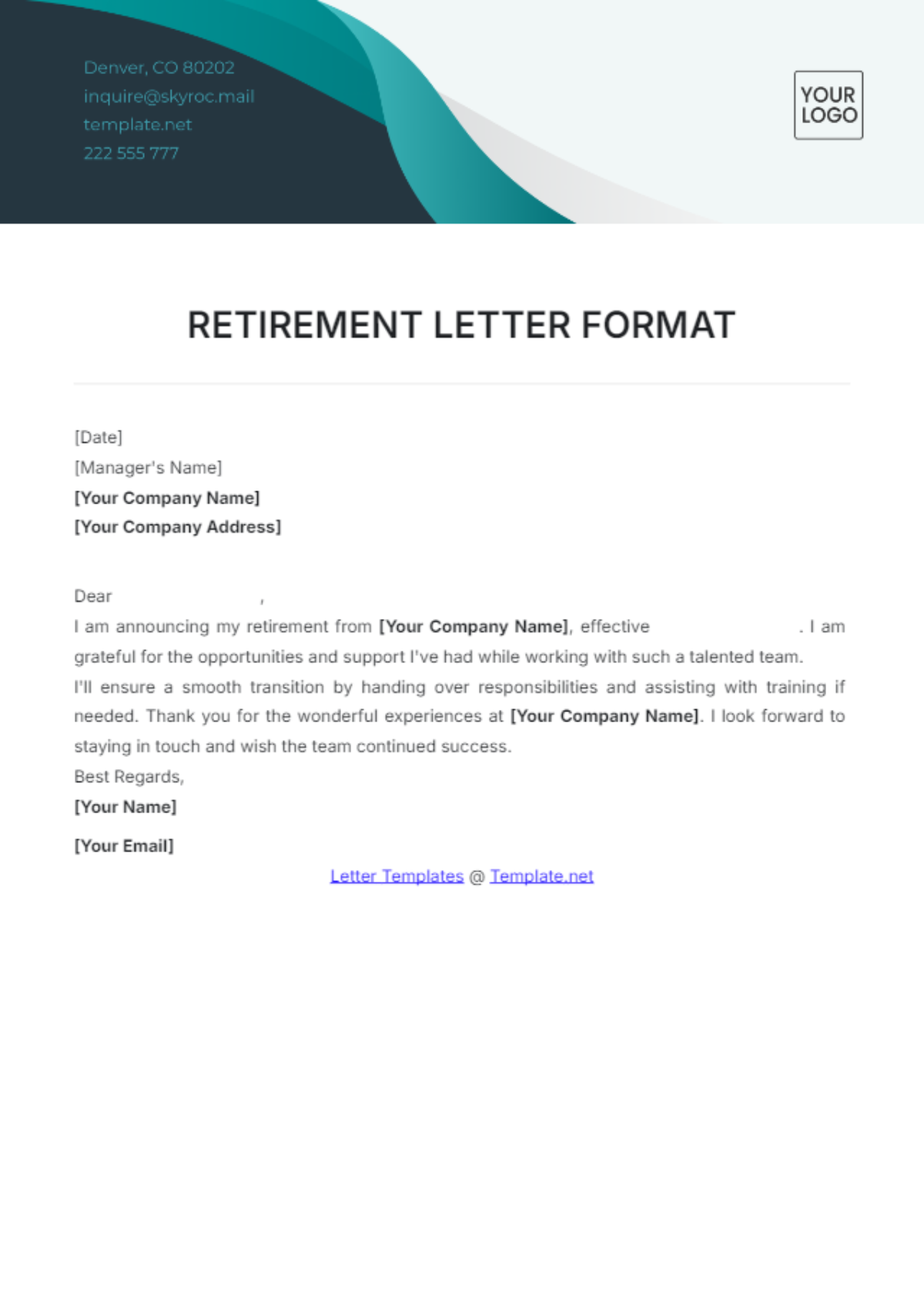 Retirement Letter Template