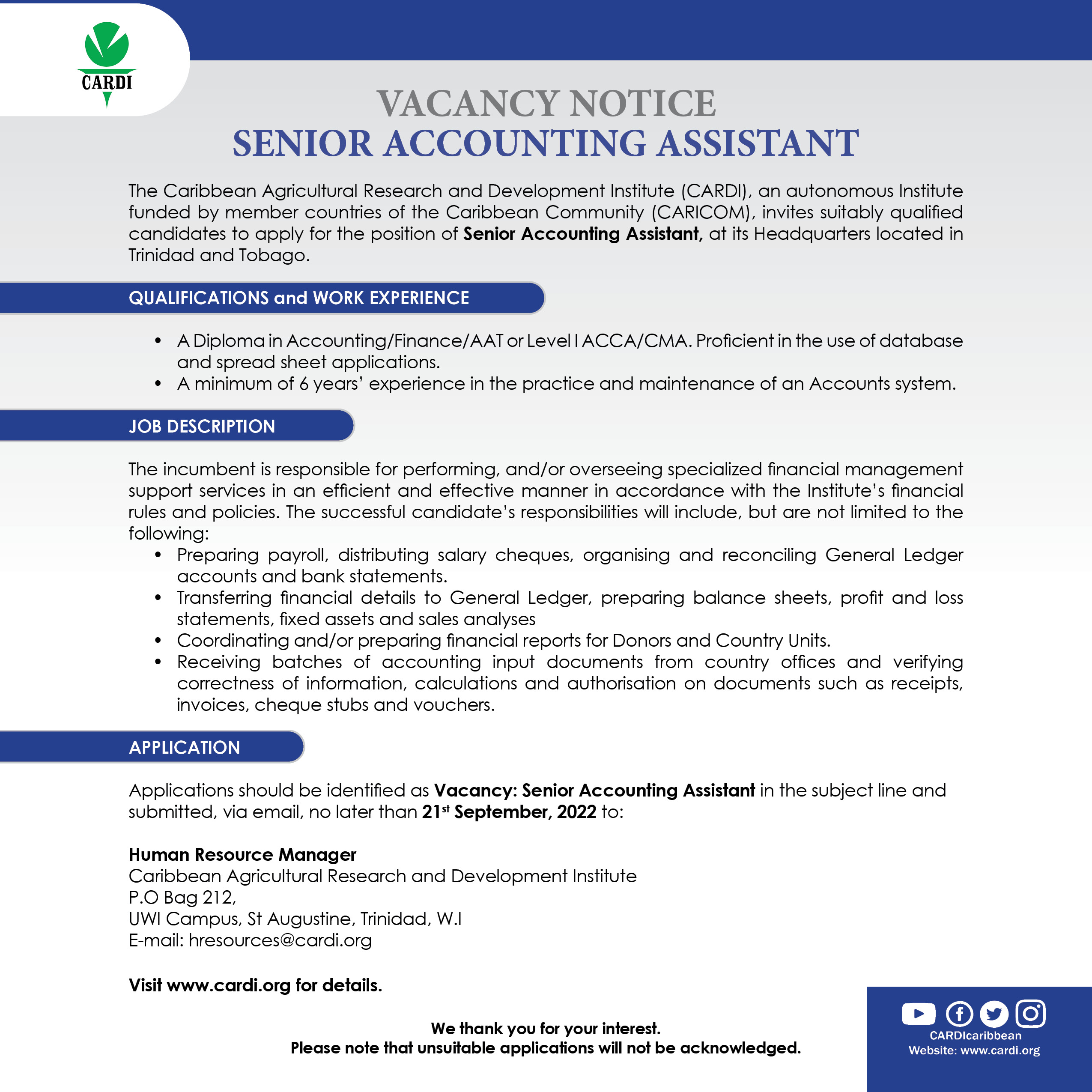Senior Accountant Vacancy