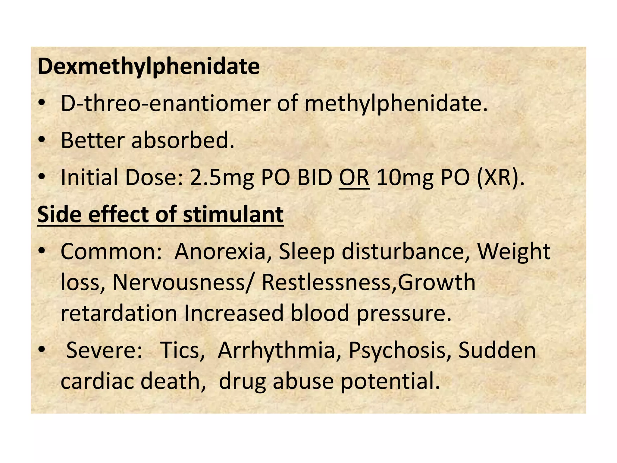 Side Effects Of Dexmethylphenidate
