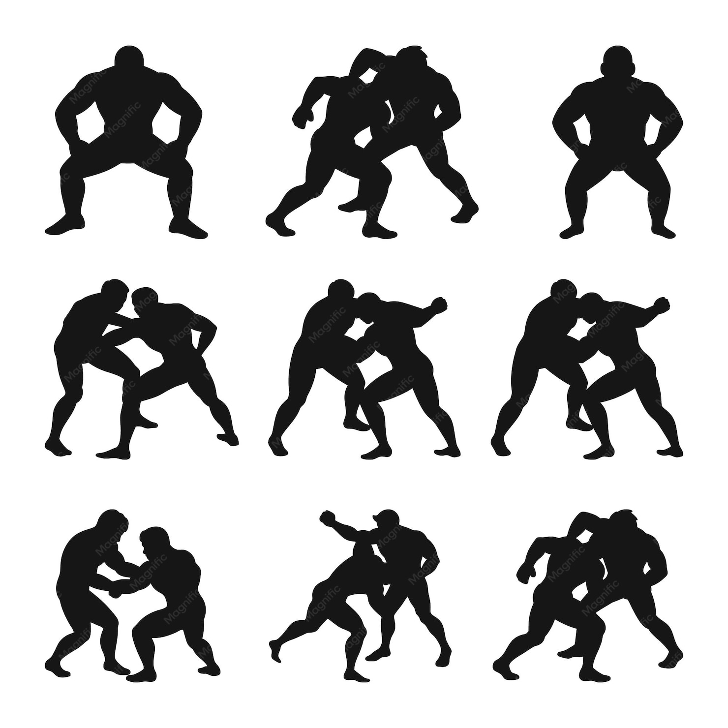 Silhouette Of Wrestlers