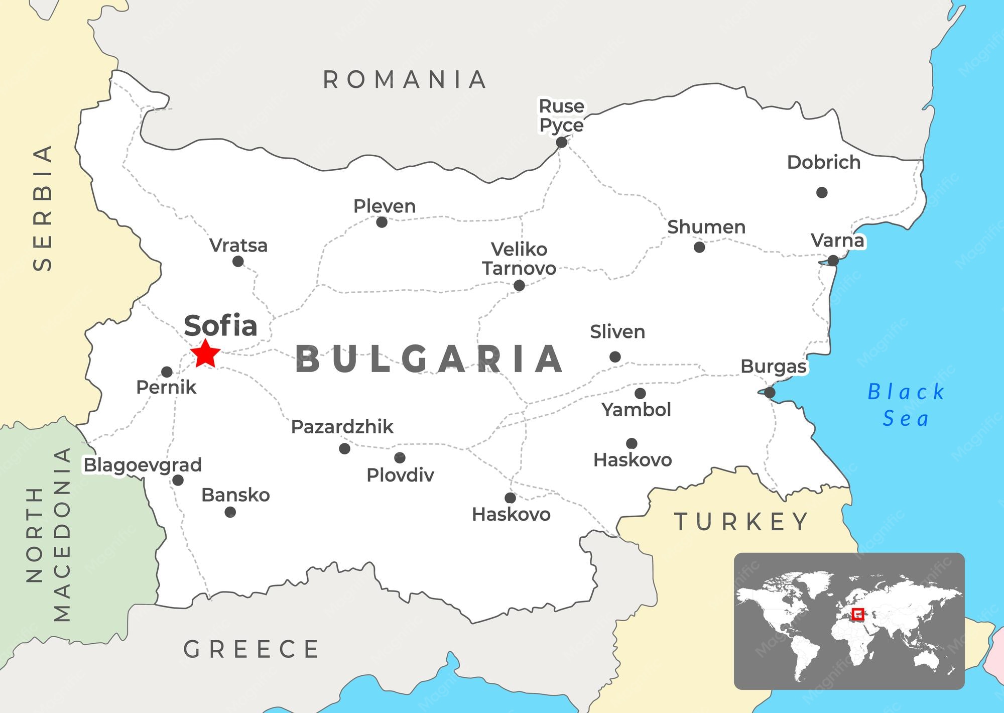 Sofia On Map Of Bulgaria