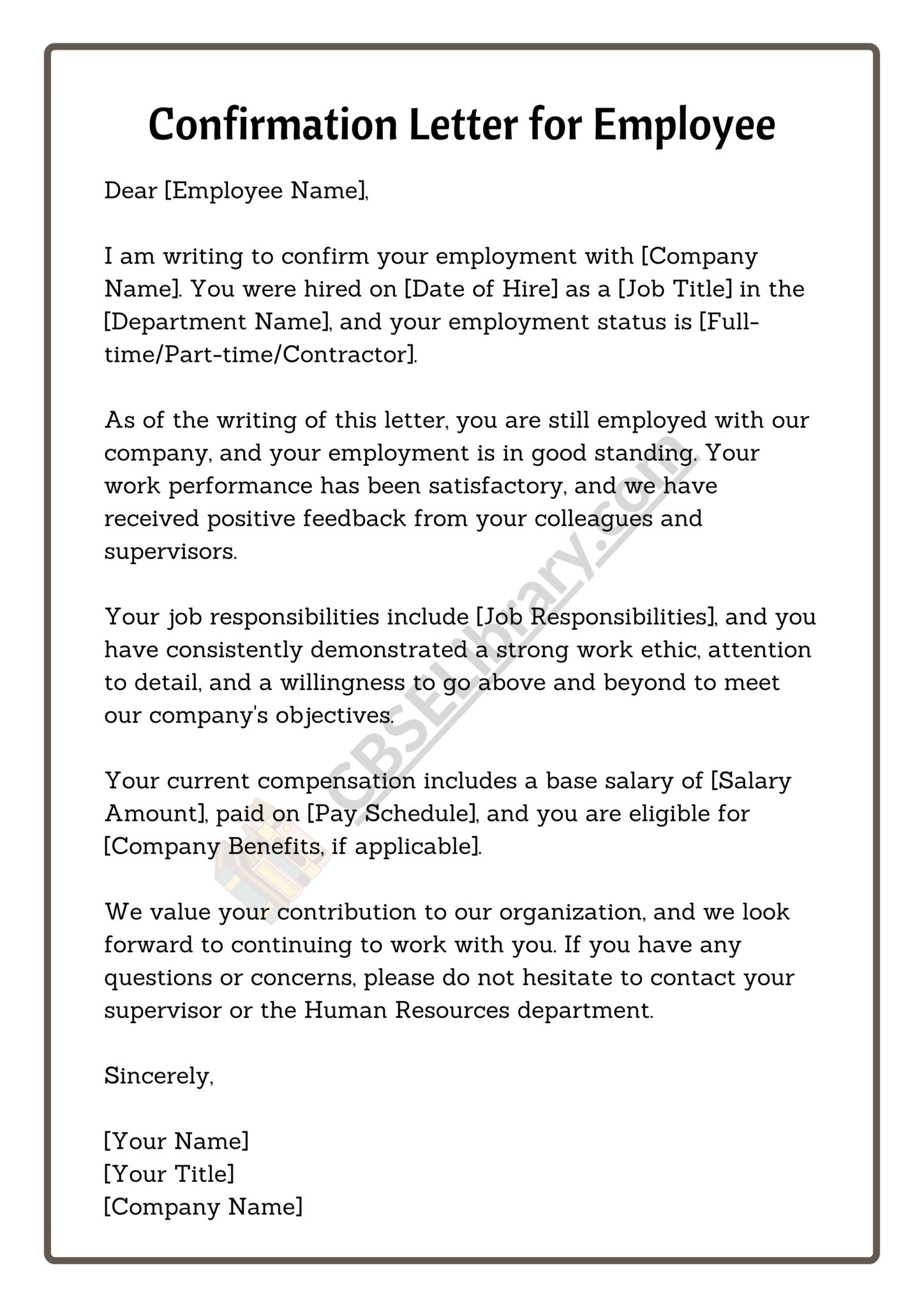 Staff Confirmation Letter