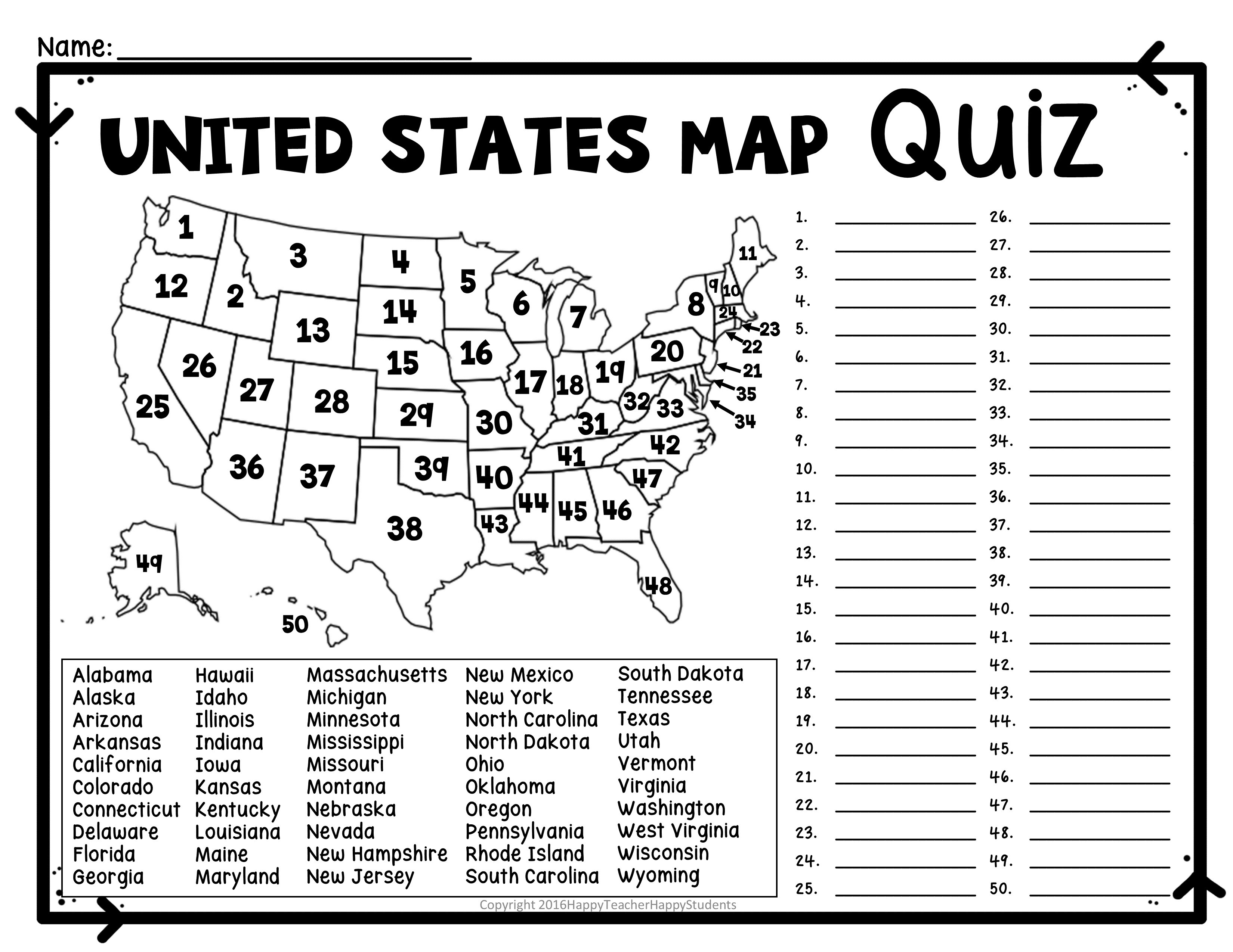 United States Map Puzzle Printable