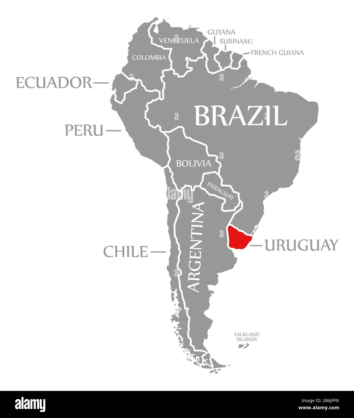Uruguay In South America Map