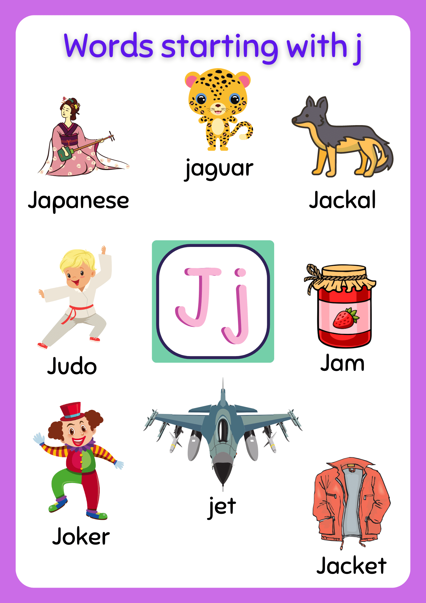 Words Start With J Kids