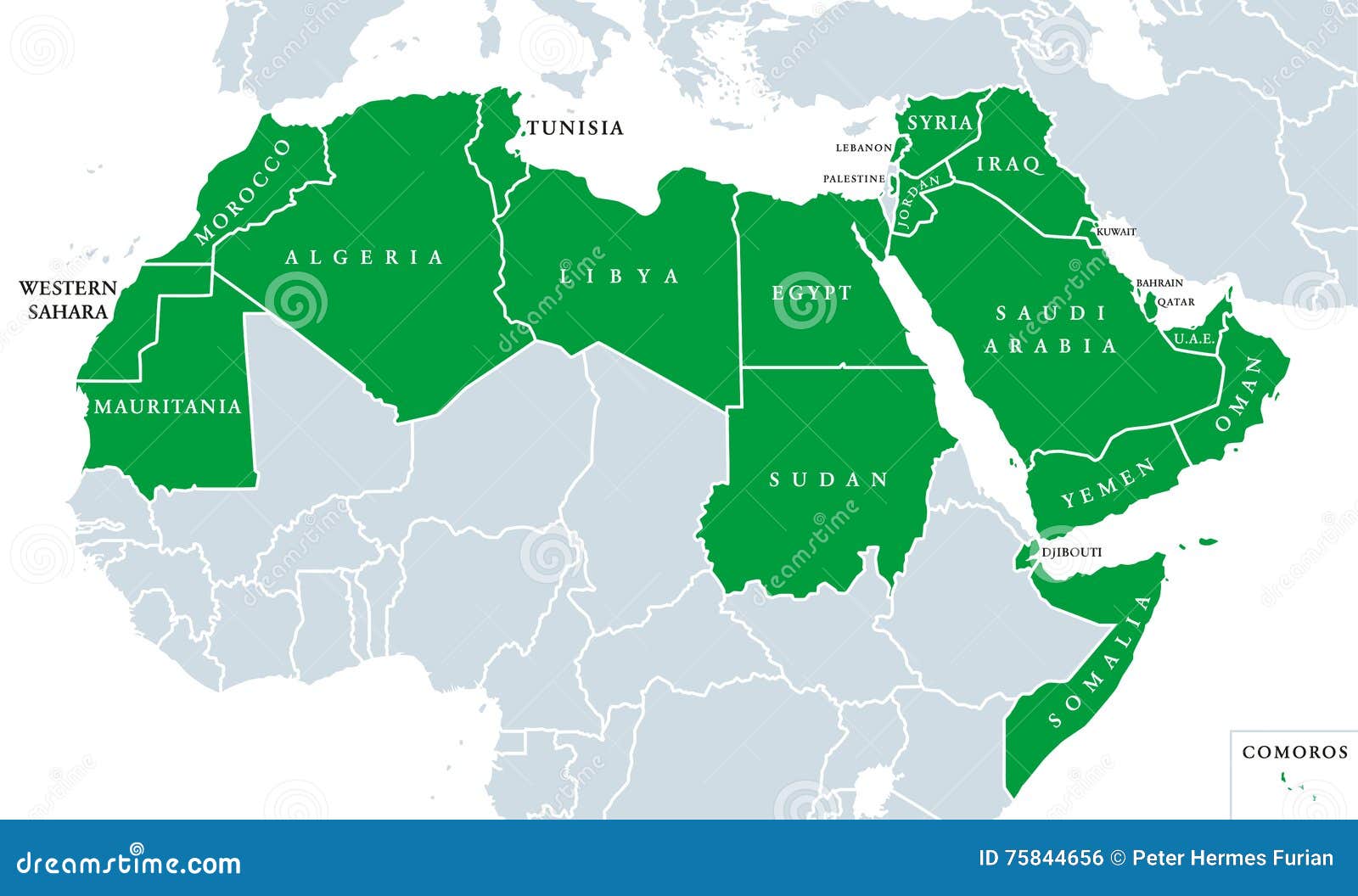World Map Of Arab Nations
